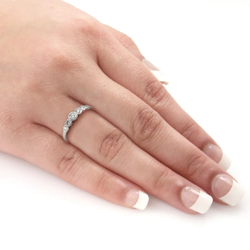 Auriya Platinum 1/2ct TDW Stackable 5-Stone Bezel Diamond Wedding Band sold by Zulily product image thumbnail 4