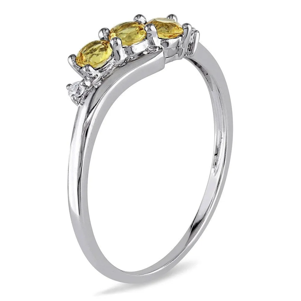 Miadora 10k White Gold Citrine and Diamond Curved Ring sold by Zulily product image thumbnail 2