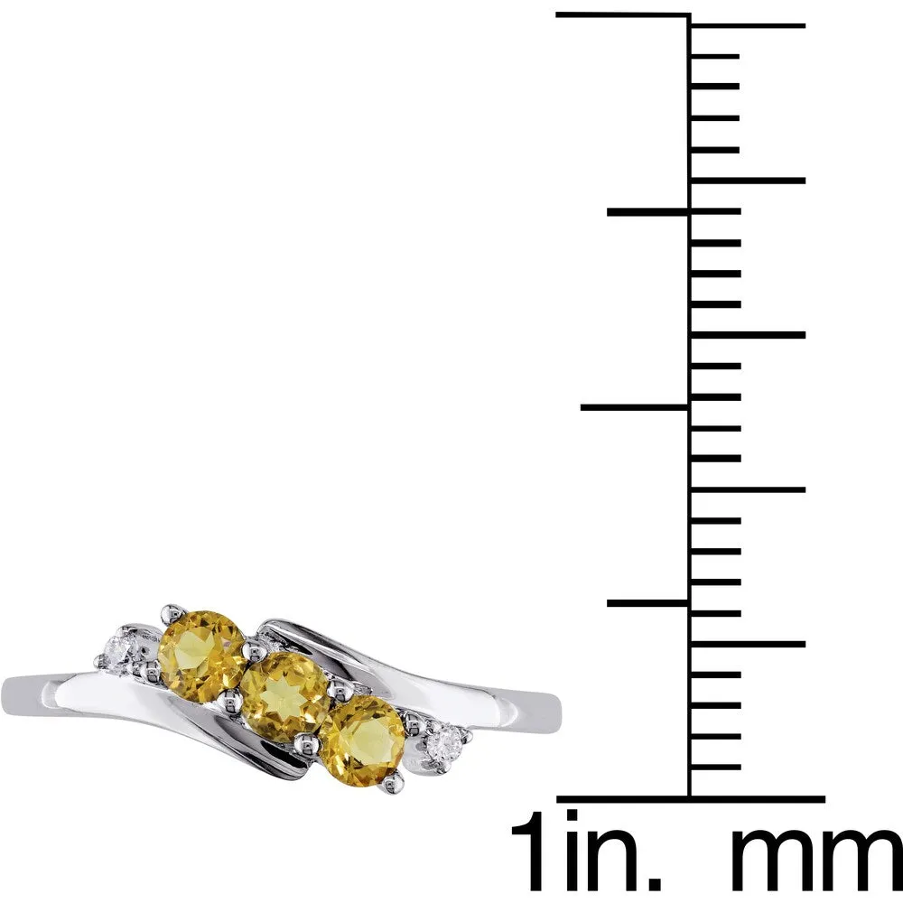 Miadora 10k White Gold Citrine and Diamond Curved Ring sold by Zulily product image thumbnail 3