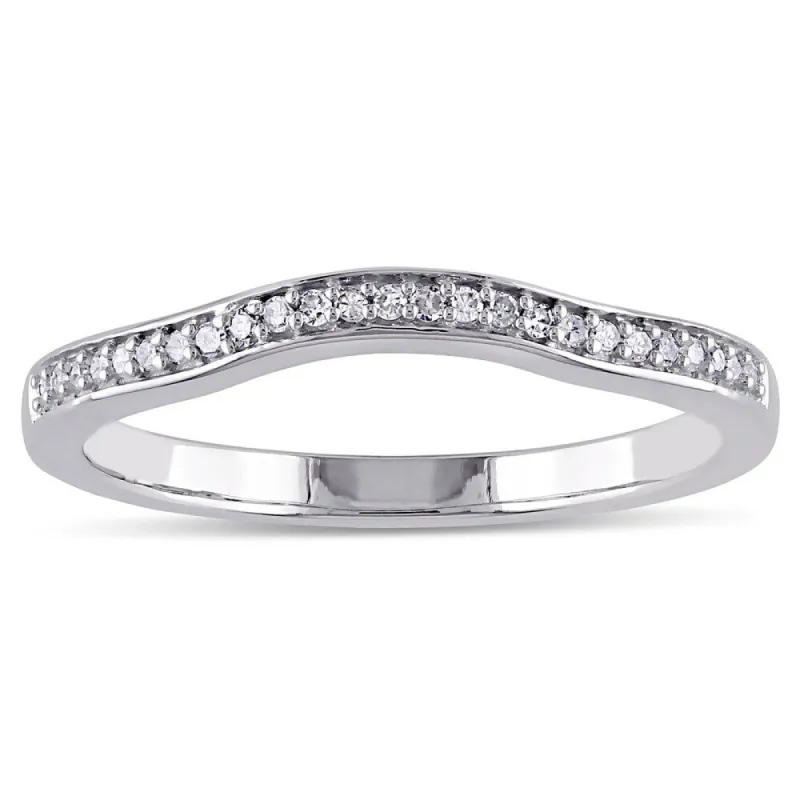 Miadora 14k White Gold 1/10ct TDW Diamond Contour Stackable Anniversary Style Wedding Band sold by Zulily