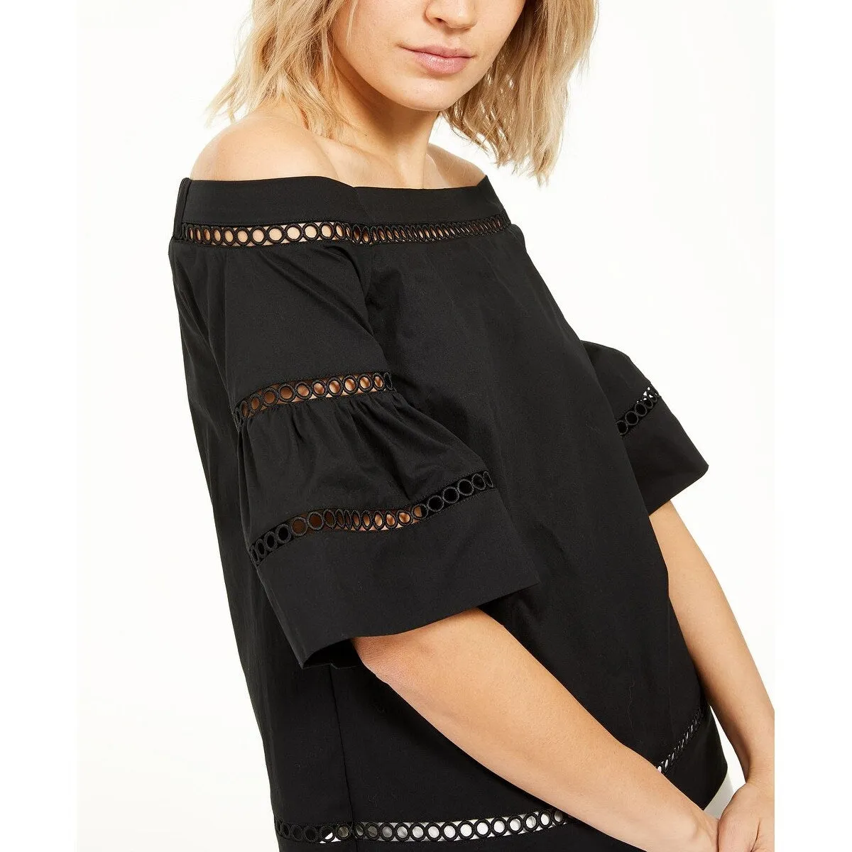 Michael Kors Women's Crochet Eyelet Trim Top Black Size Medium sold by Zulily product image thumbnail 3