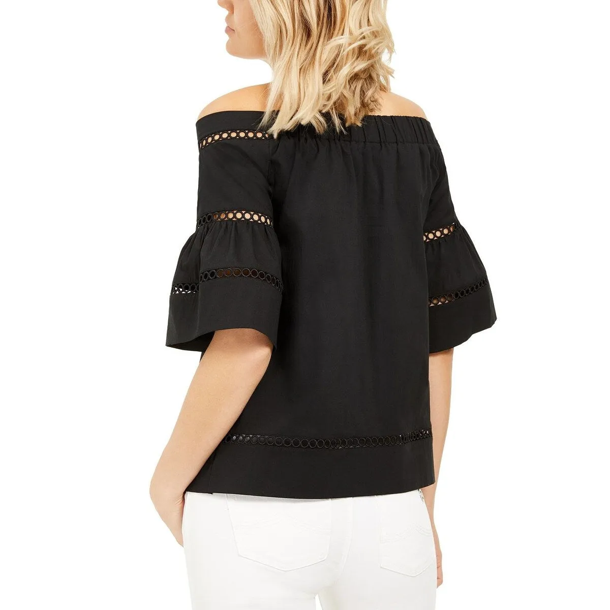 Michael Kors Women's Crochet Eyelet Trim Top Black Size Medium sold by Zulily product image thumbnail 2