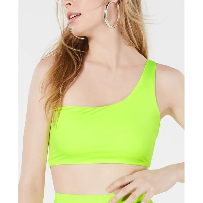 Waisted Women's One-Shoulder Biker Crop Top Bright Green Size Large sold by Zulily
