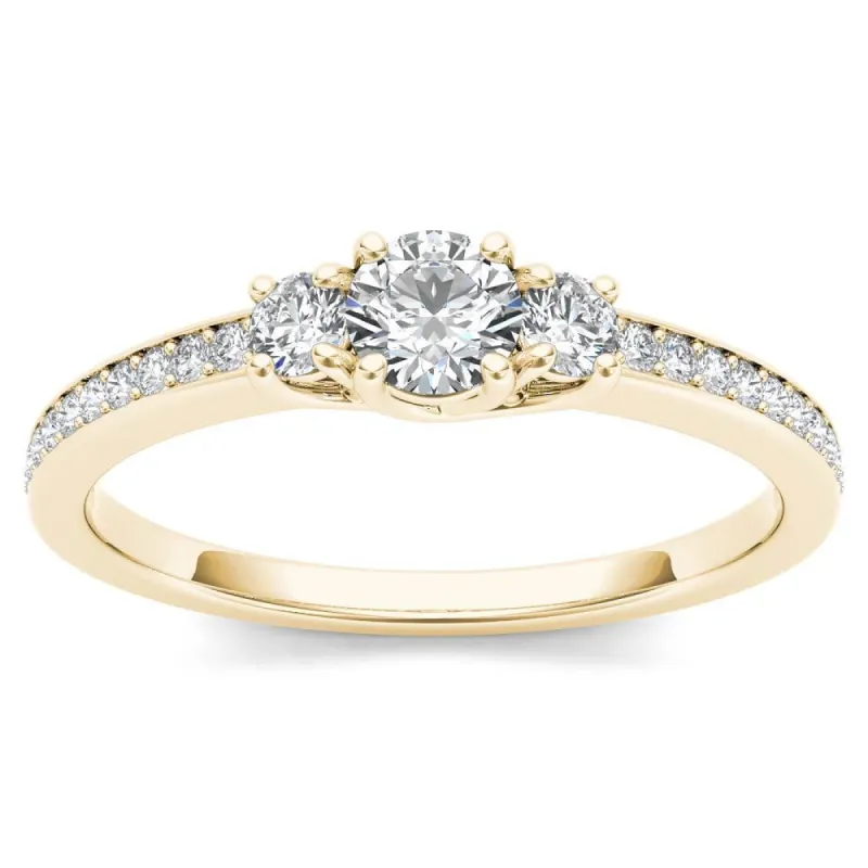 De Couer 14k Yellow Gold 1/2ct TDW Diamond Three-Stone Anniversary Ring sold by Zulily