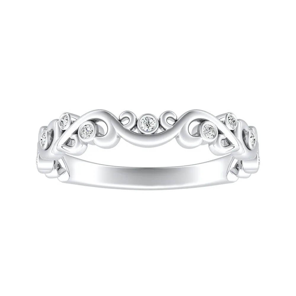 Auriya 18k Gold 1/10ctw Vintage Scroll Diamond Wedding Band sold by Zulily