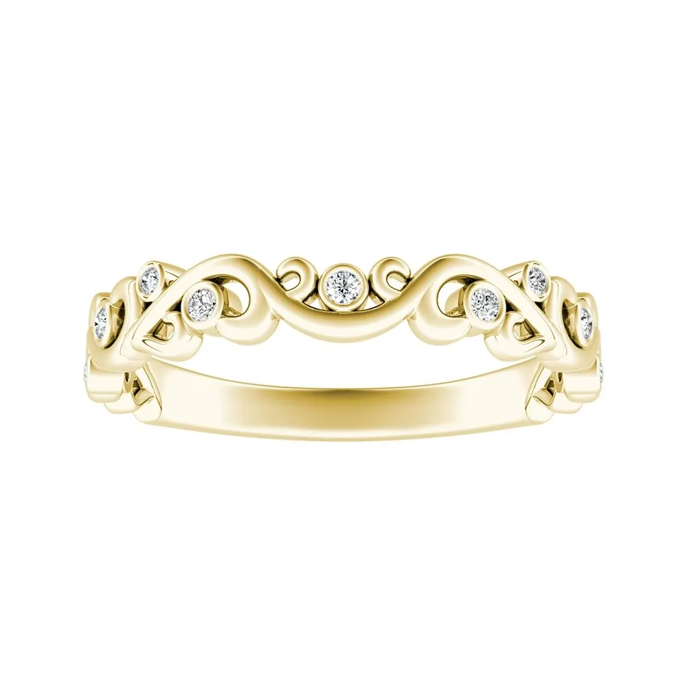 Auriya 18k Gold 1/10ctw Vintage Scroll Diamond Wedding Band sold by Zulily product image thumbnail 2