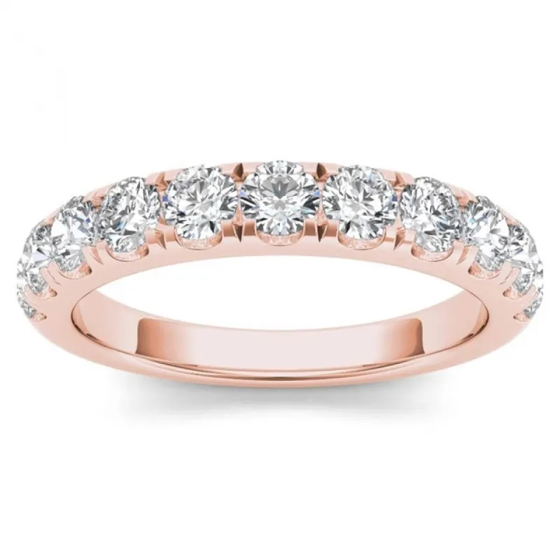 De Couer IGI Certified 14k Rose Gold 1ct TDW Wedding Band sold by Zulily
