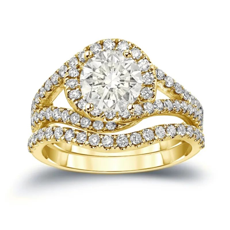 Auriya 14k Gold 1 7/8ctw Halo Diamond Engagement Ring Set Certified sold by Zulily