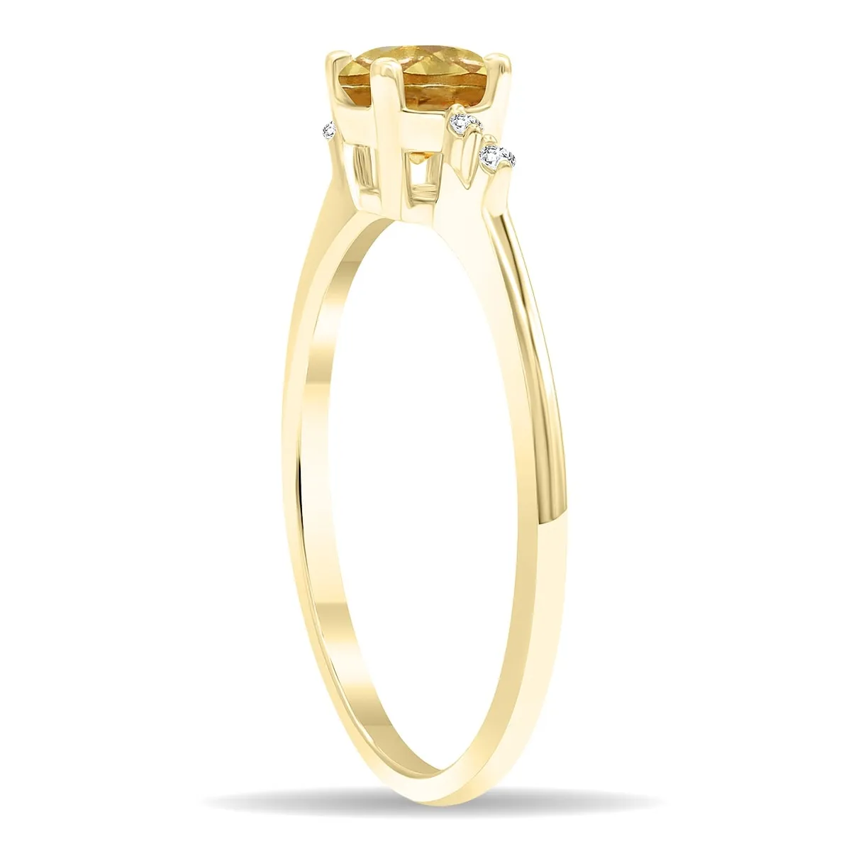 Women's Round Shaped Citrine and Diamond Sparkle Ring in 10K Yellow Gold sold by Zulily product image thumbnail 2