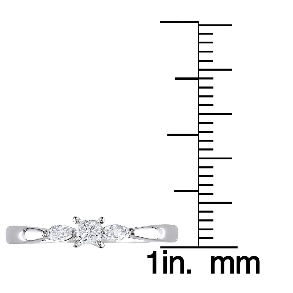 Miadora 10k White Gold 1/4ct TDW Princess and Marquise-Cut 3-Stone Engagement Ring sold by Zulily product image thumbnail 5