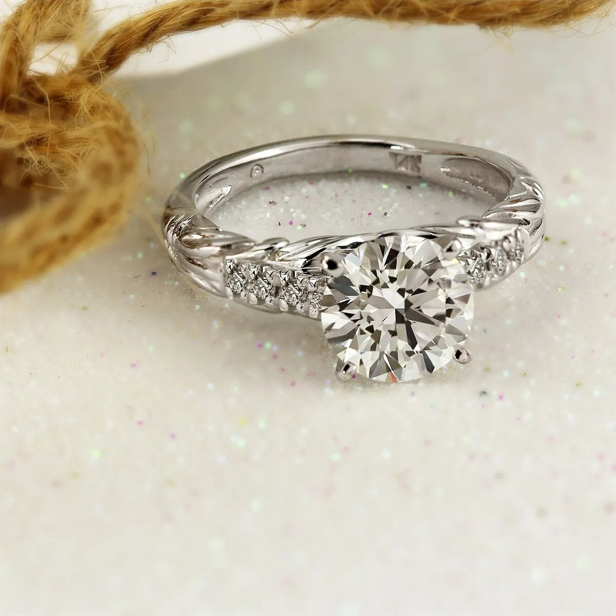 Auriya 14k Gold 2ct Round Moissanite and Diamond Engagement Ring 1/6ct TDW sold by Zulily