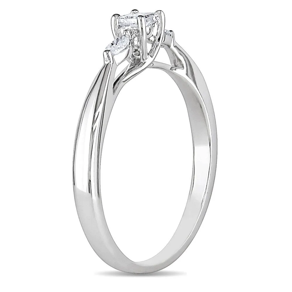 Miadora 10k White Gold 1/4ct TDW Princess and Marquise-Cut 3-Stone Engagement Ring sold by Zulily product image thumbnail 4