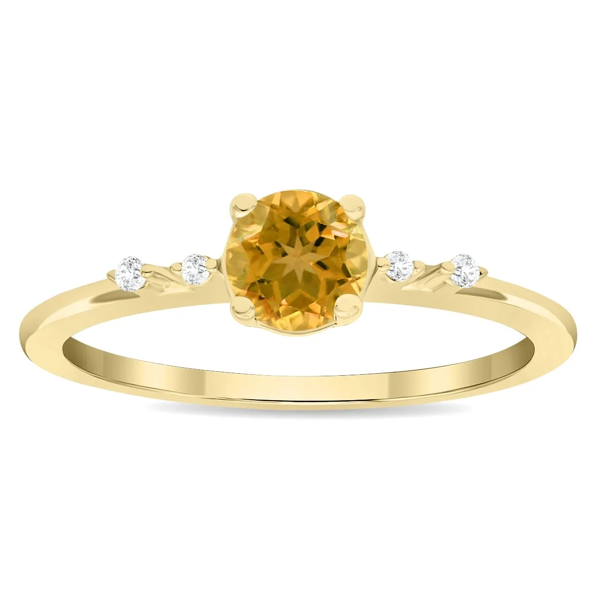 Women's Round Shaped Citrine and Diamond Sparkle Ring in 10K Yellow Gold sold by Zulily