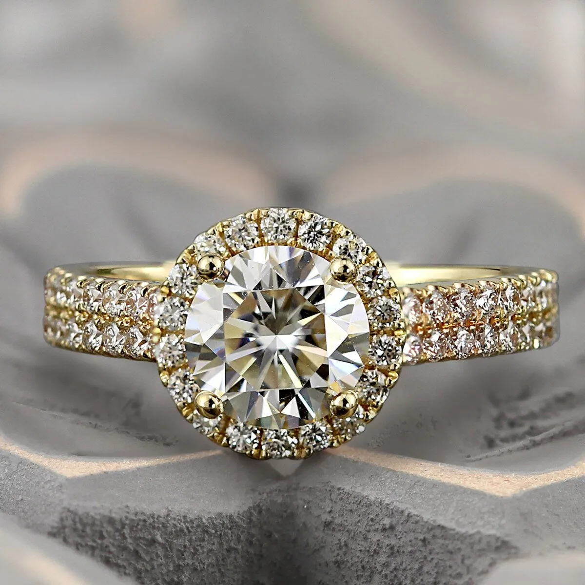 Auriya 14k Gold 1 3/4ctw Halo Moissanite Engagement Ring sold by Zulily