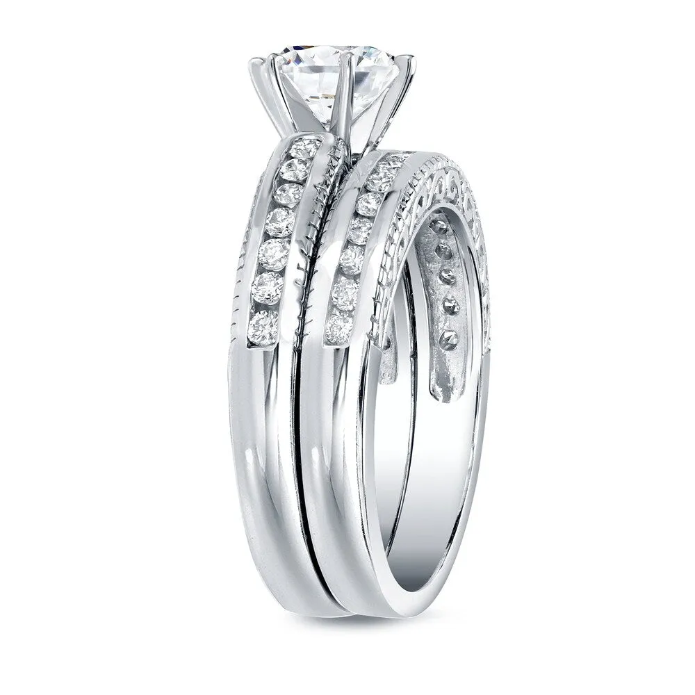 Auriya 14k Gold Vintage Inspired 1 1/4ctw Round Diamond Engagement Ring Set Certified sold by Zulily product image thumbnail 2