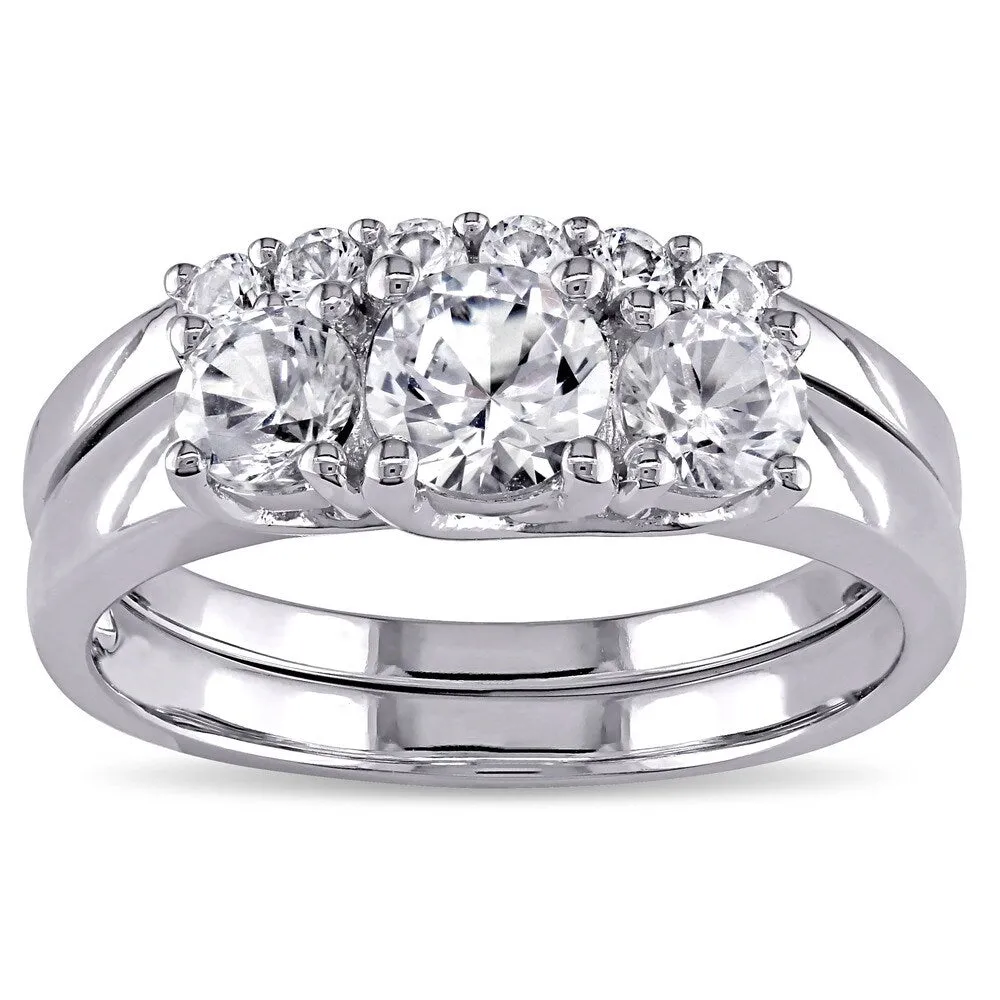 Miadora 10k White Gold Created White Sapphire Bridal Ring set sold by Zulily