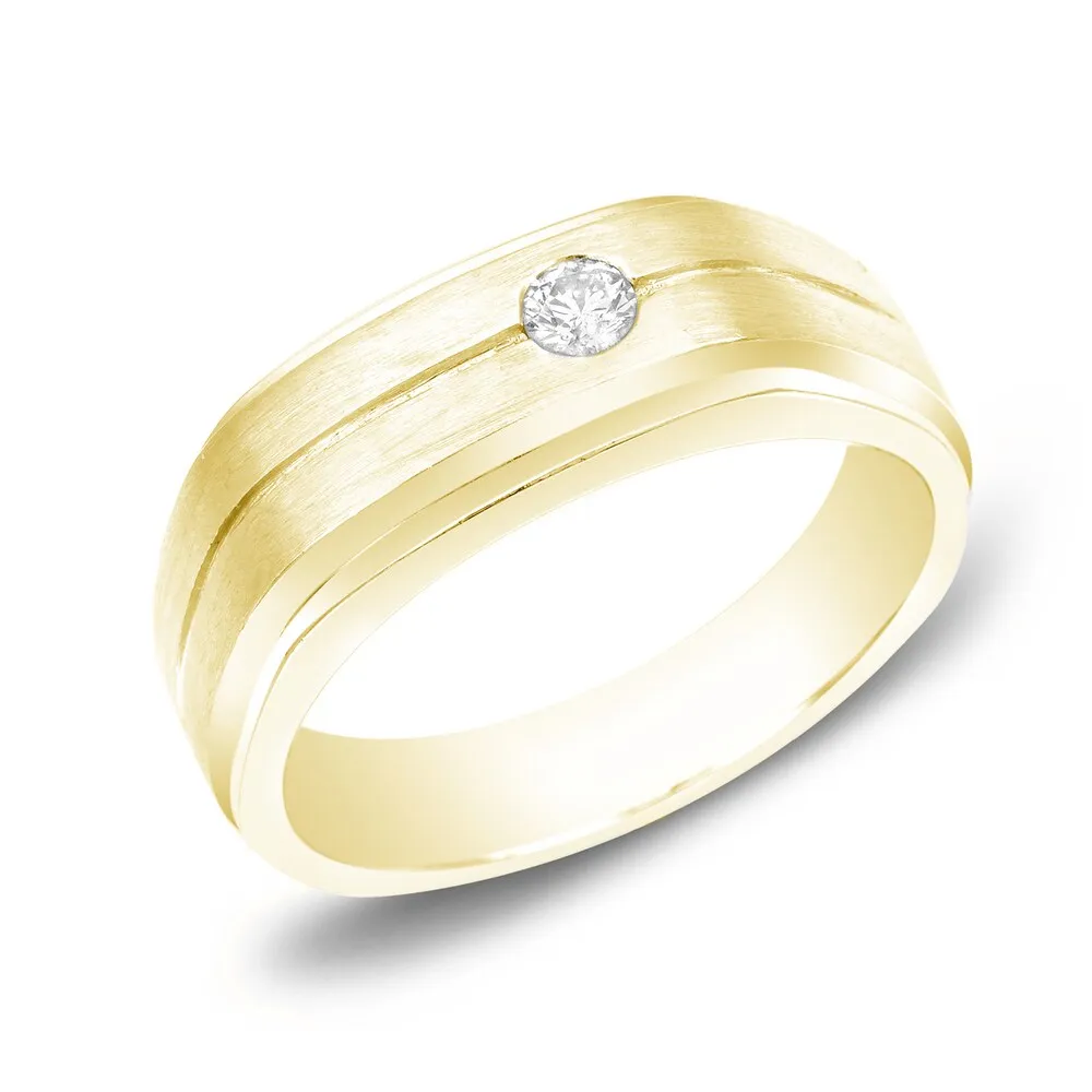 Auriya Men's 14k Gold 1/4ct TDW Round Diamond Wedding Band sold by Zulily product image thumbnail 3