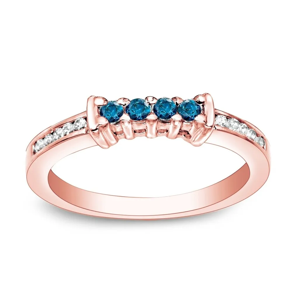 Auriya Round 1/5ctw Blue Diamond Wedding Band 14k Gold sold by Zulily product image thumbnail 4