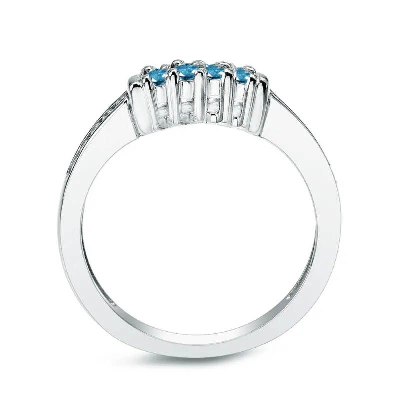 Auriya Round 1/5ctw Blue Diamond Wedding Band 14k Gold sold by Zulily