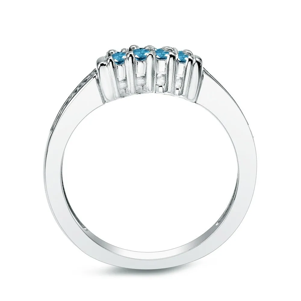 Auriya Round 1/5ctw Blue Diamond Wedding Band 14k Gold sold by Zulily