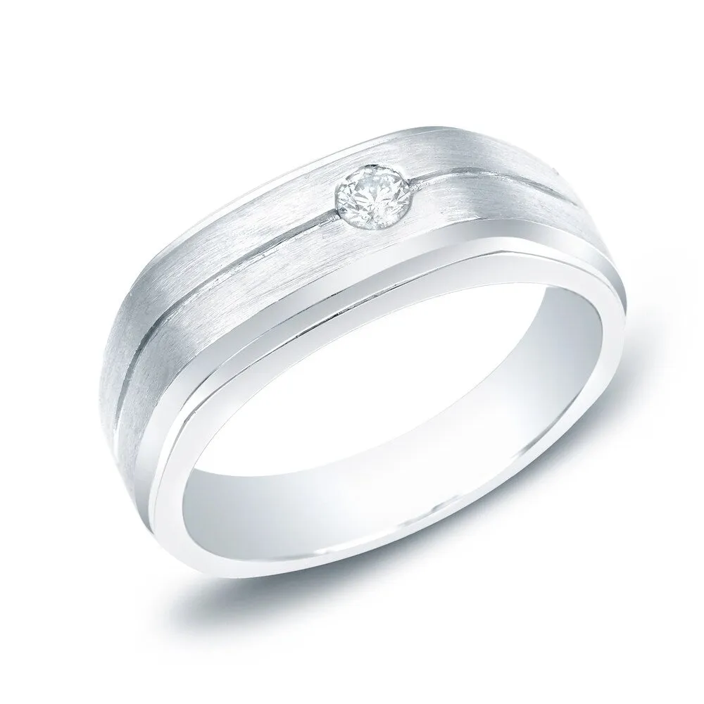 Auriya Men's 14k Gold 1/4ct TDW Round Diamond Wedding Band sold by Zulily product image thumbnail 2