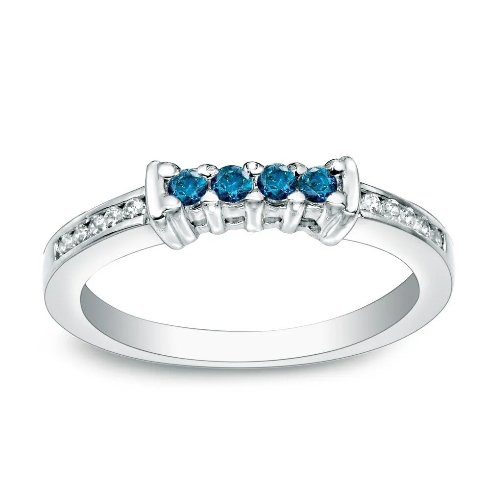 Auriya Round 1/5ctw Blue Diamond Wedding Band 14k Gold sold by Zulily product image thumbnail 3