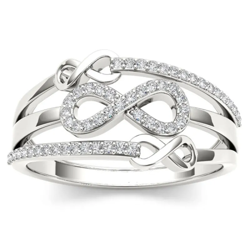 De Couer 10k White Gold 1/6ct TDW Diamond Split Shank Fashion Ring - White H-I - White H-I sold by Zulily