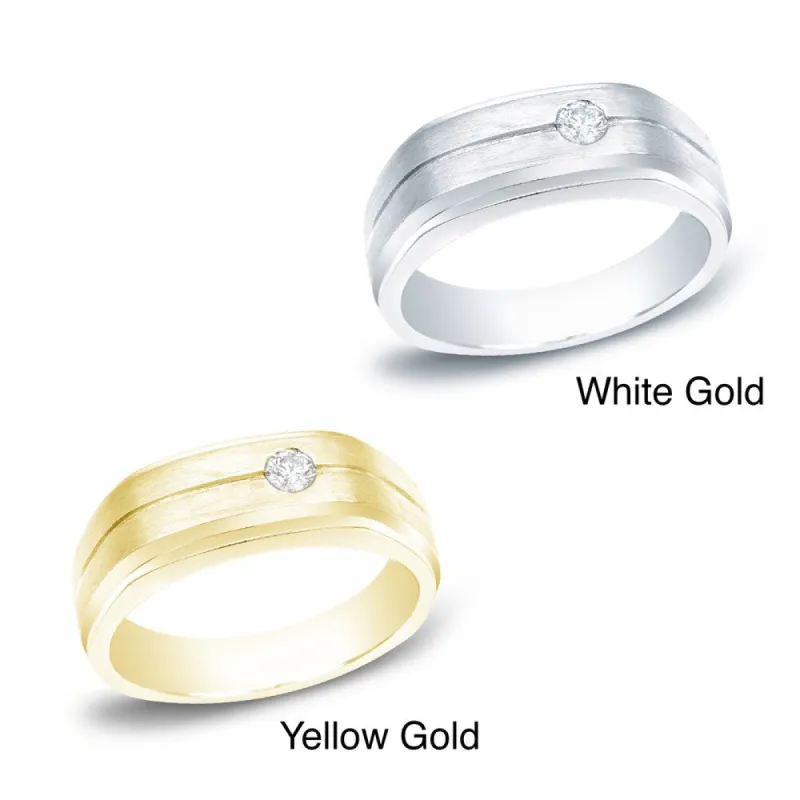 Auriya Men's 14k Gold 1/4ct TDW Round Diamond Wedding Band sold by Zulily