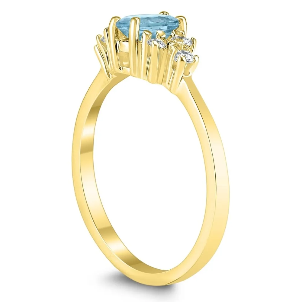 6X4MM Aquamarine and Diamond Regal Ring in 10K Yellow Gold sold by Zulily product image thumbnail 2