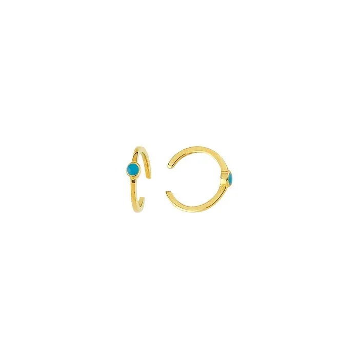 Curata 14k Yellow Gold Simulated Turquoise Enamel Earrings Cuff Stackable Bangle Bracelet sold by Zulily