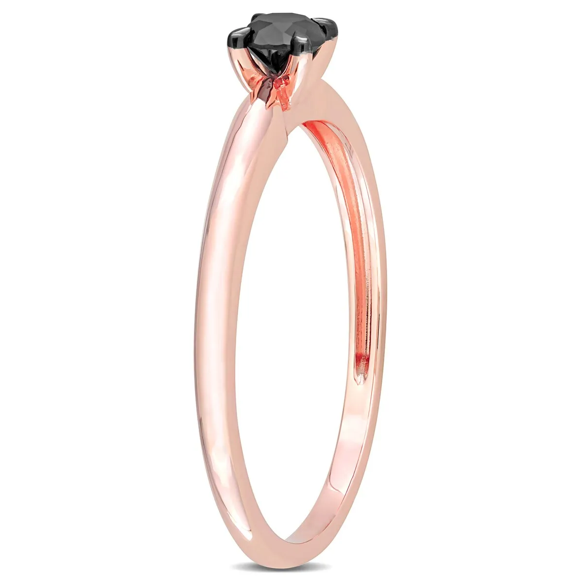 Miadora 1/4ct TDW Black Diamond Solitaire Engagement Ring in 14k Rose Gold sold by Zulily product image thumbnail 4
