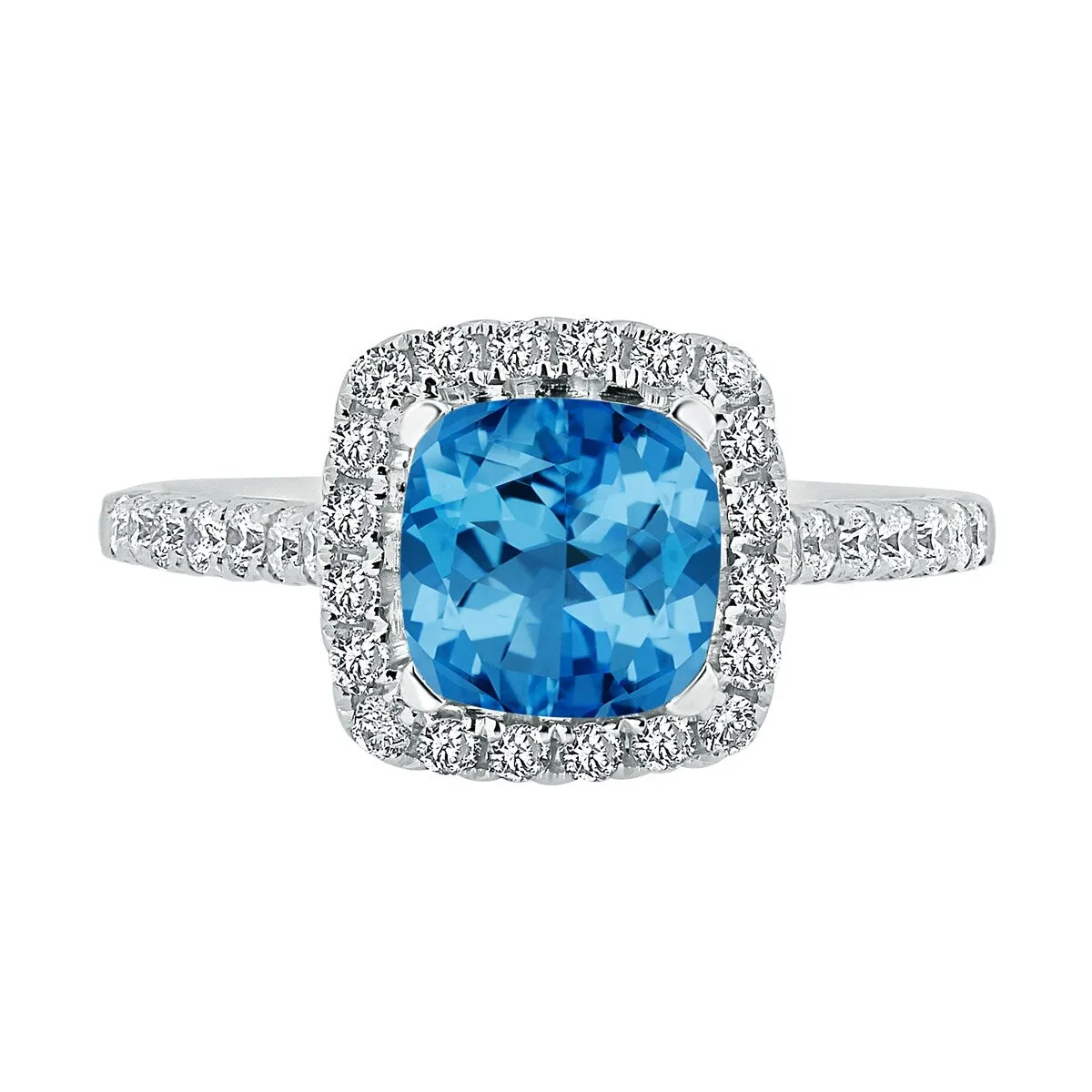 Auriya 1 1/4ct Cushion-cut Swiss Blue Topaz and Halo Diamond Engagement Ring 1/2cttw 14k Gold sold by Zulily product image thumbnail 2