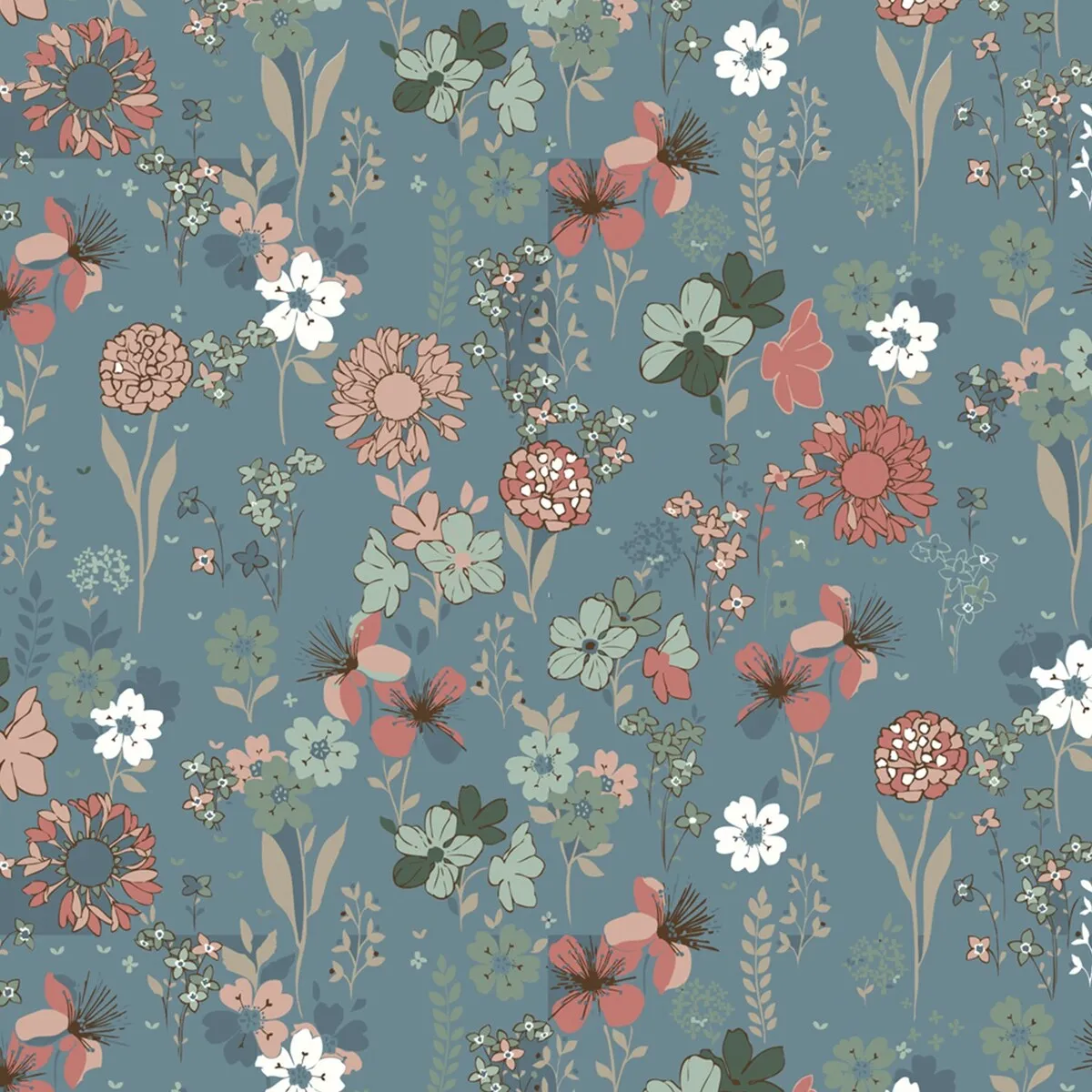 Dusty Blue & Dusty Pink Floral Print Bow-Belt Flutter-Sleeve Jumpsuit sold by Zulily product image thumbnail 3