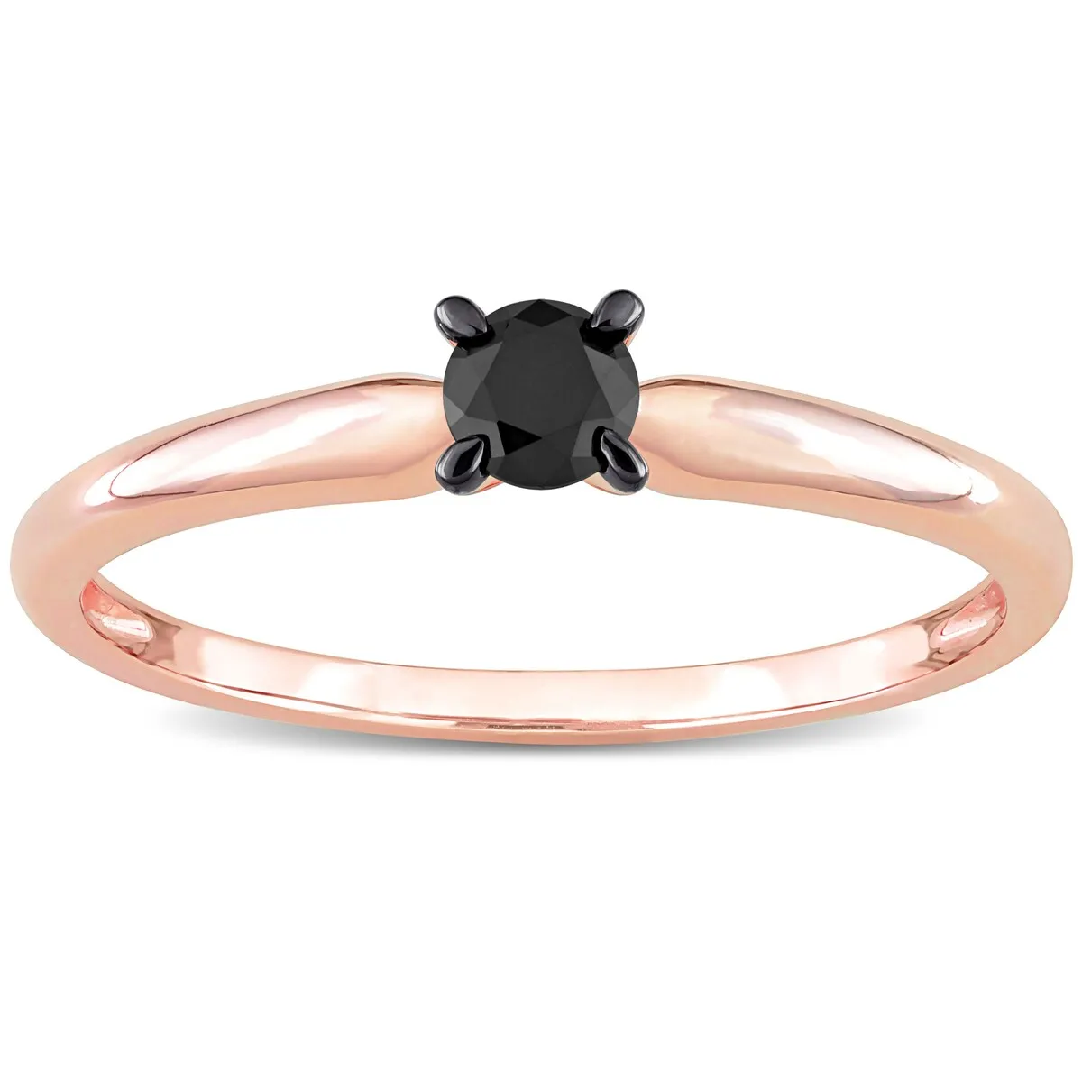 Miadora 1/4ct TDW Black Diamond Solitaire Engagement Ring in 14k Rose Gold sold by Zulily product image thumbnail 3