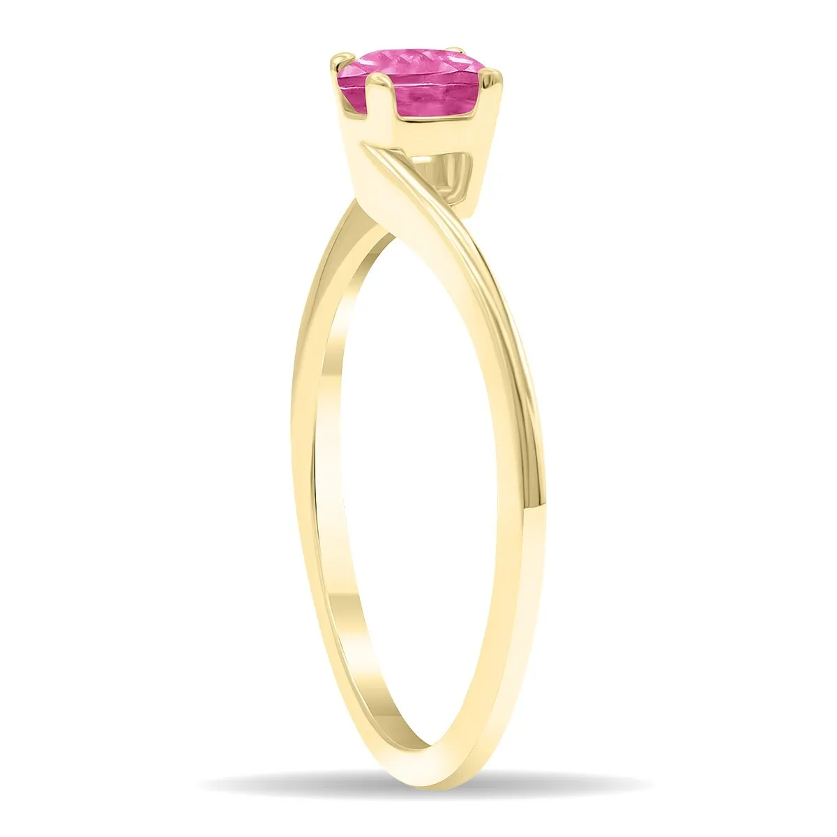 Women's Round Shaped Solitaire Pink Topaz Wave Ring in 10K Yellow Gold sold by Zulily product image thumbnail 2