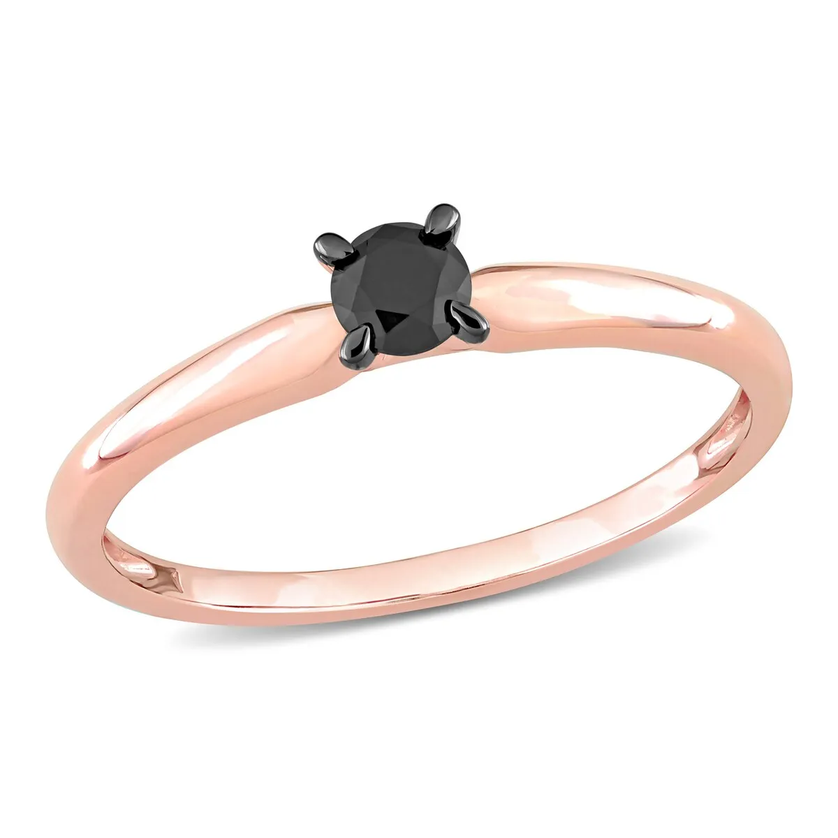 Miadora 1/4ct TDW Black Diamond Solitaire Engagement Ring in 14k Rose Gold sold by Zulily product image thumbnail 2