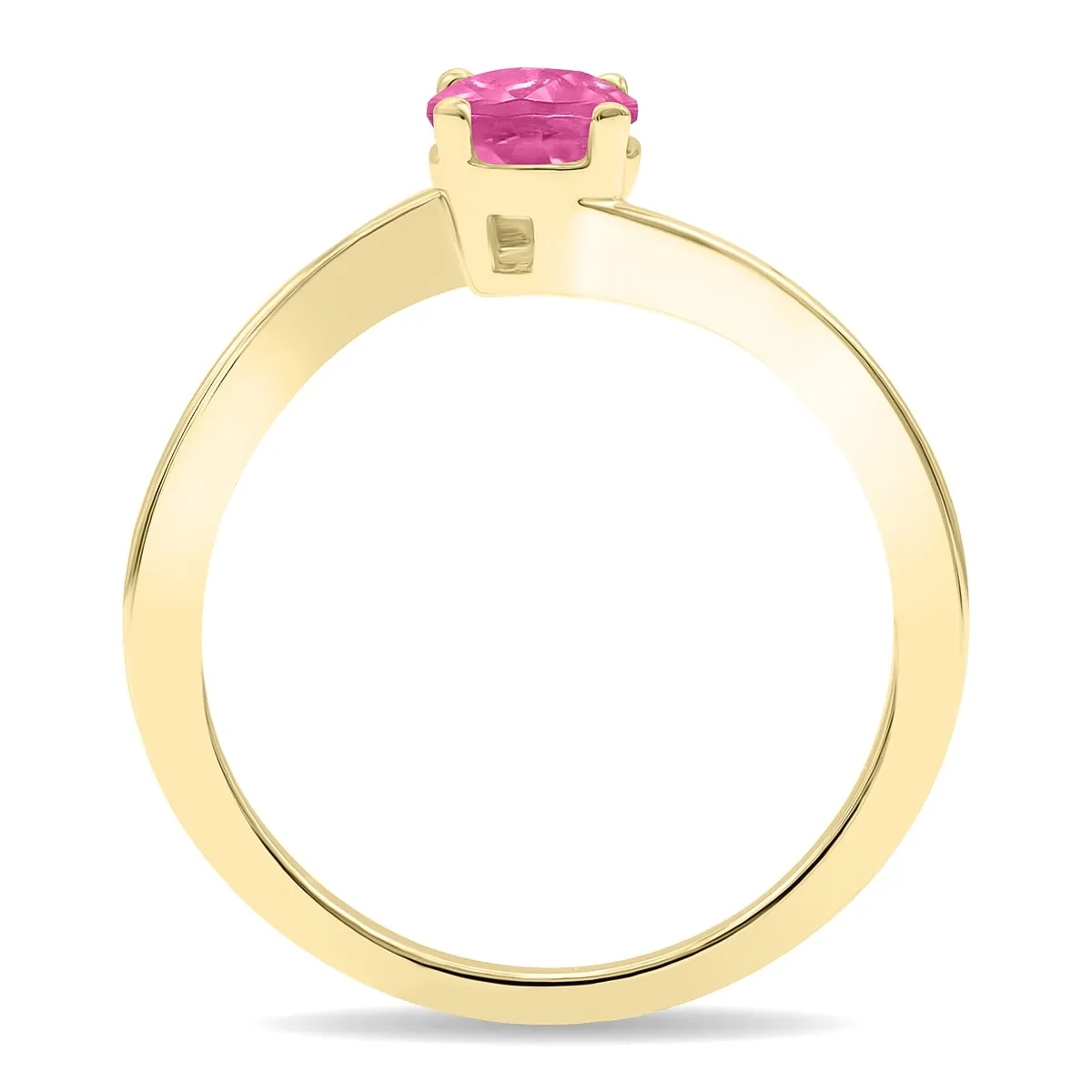 Women's Round Shaped Solitaire Pink Topaz Wave Ring in 10K Yellow Gold sold by Zulily product image thumbnail 3