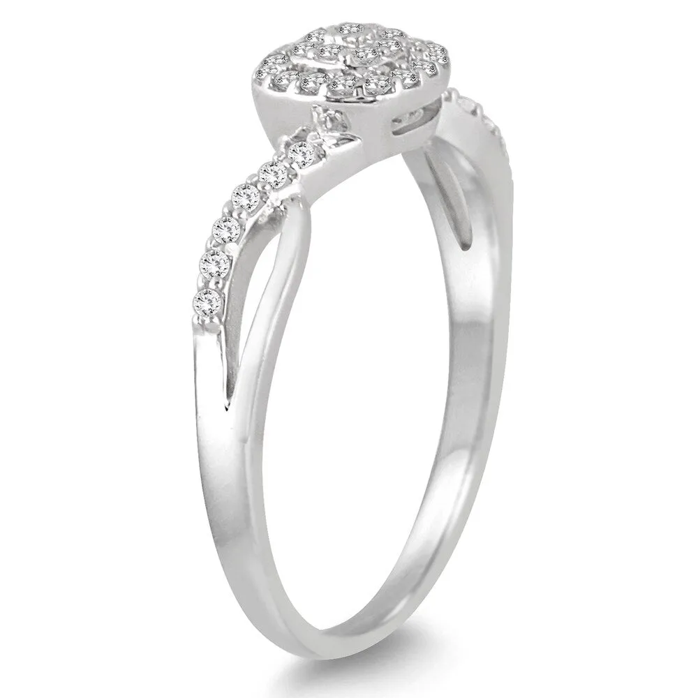 Marquee Jewels 10k White Gold 1/5ct TDW Diamond Halo Twist Ring sold by Zulily product image thumbnail 2
