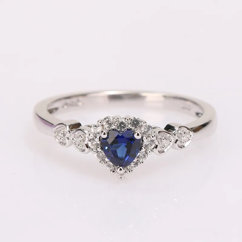 Miadora Sterling Silver Created Blue and White Sapphire Diamond Accent Heart Halo Ring sold by Zulily