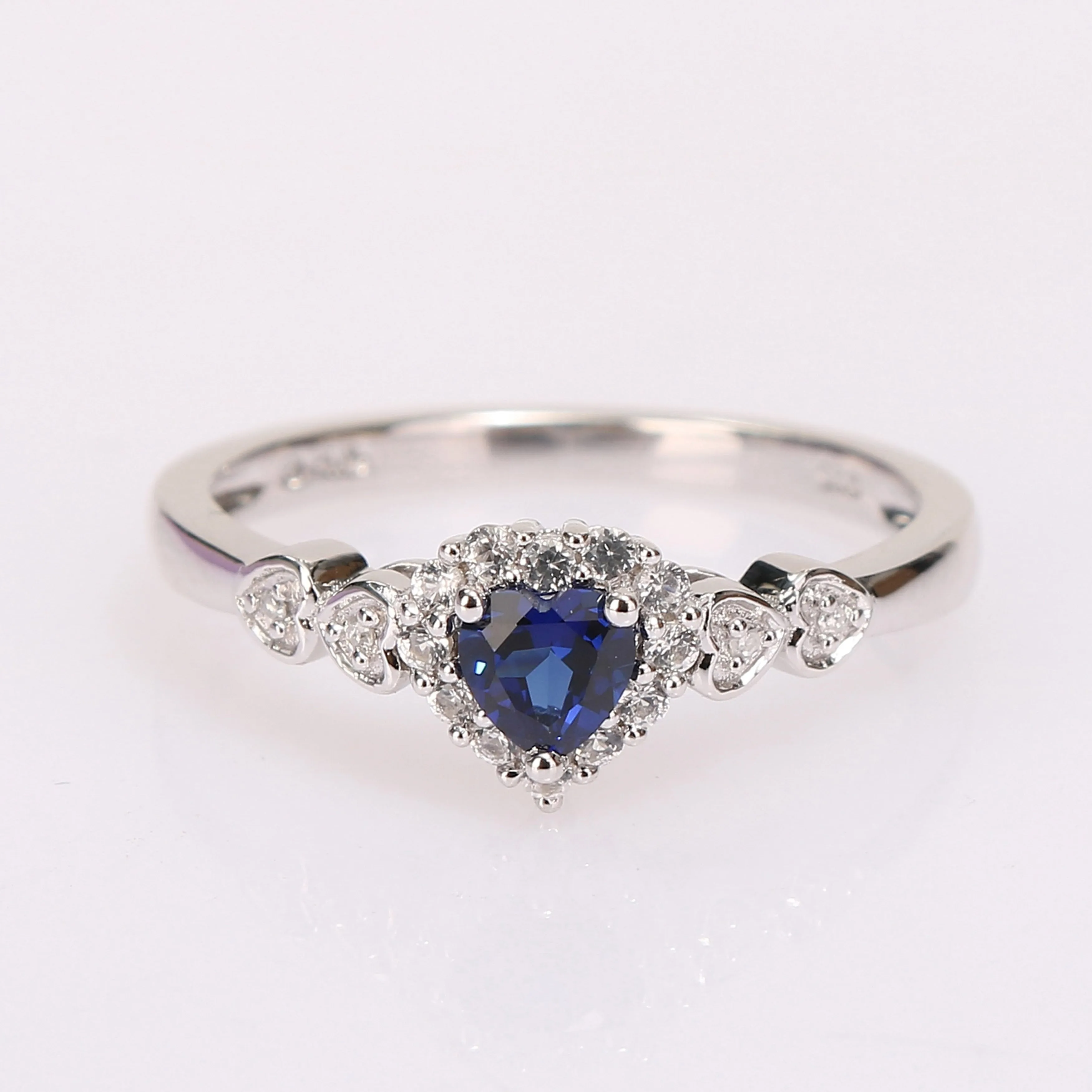 Miadora Sterling Silver Created Blue and White Sapphire Diamond Accent Heart Halo Ring sold by Zulily
