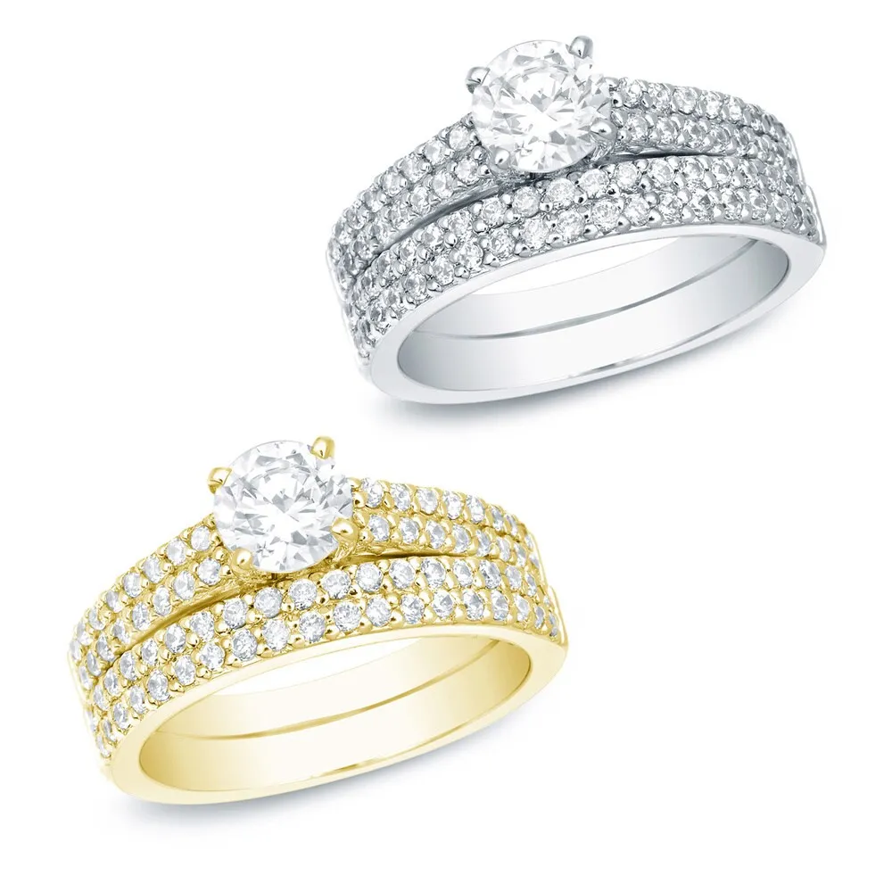 Auriya 1 1/2ctw Round Diamond Engagement Ring Set 14K Gold Certified sold by Zulily product image thumbnail 4