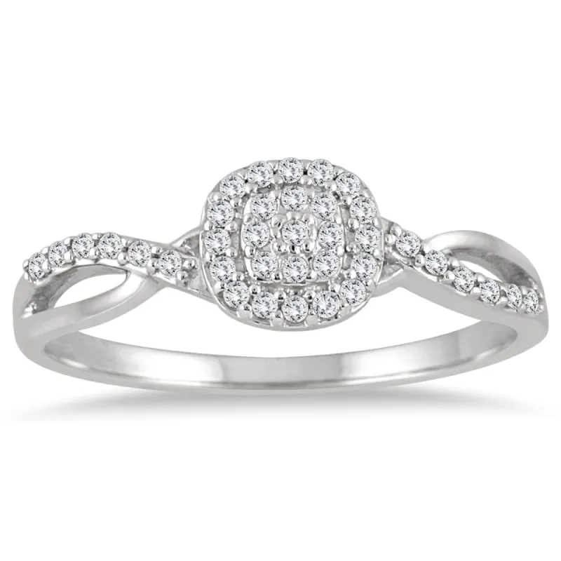 Marquee Jewels 10k White Gold 1/5ct TDW Diamond Halo Twist Ring made by Zulily
