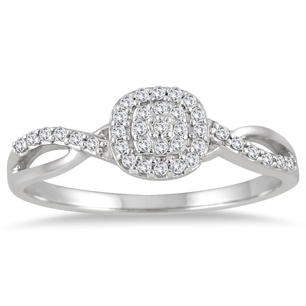 Marquee Jewels 10k White Gold 1/5ct TDW Diamond Halo Twist Ring sold by Zulily