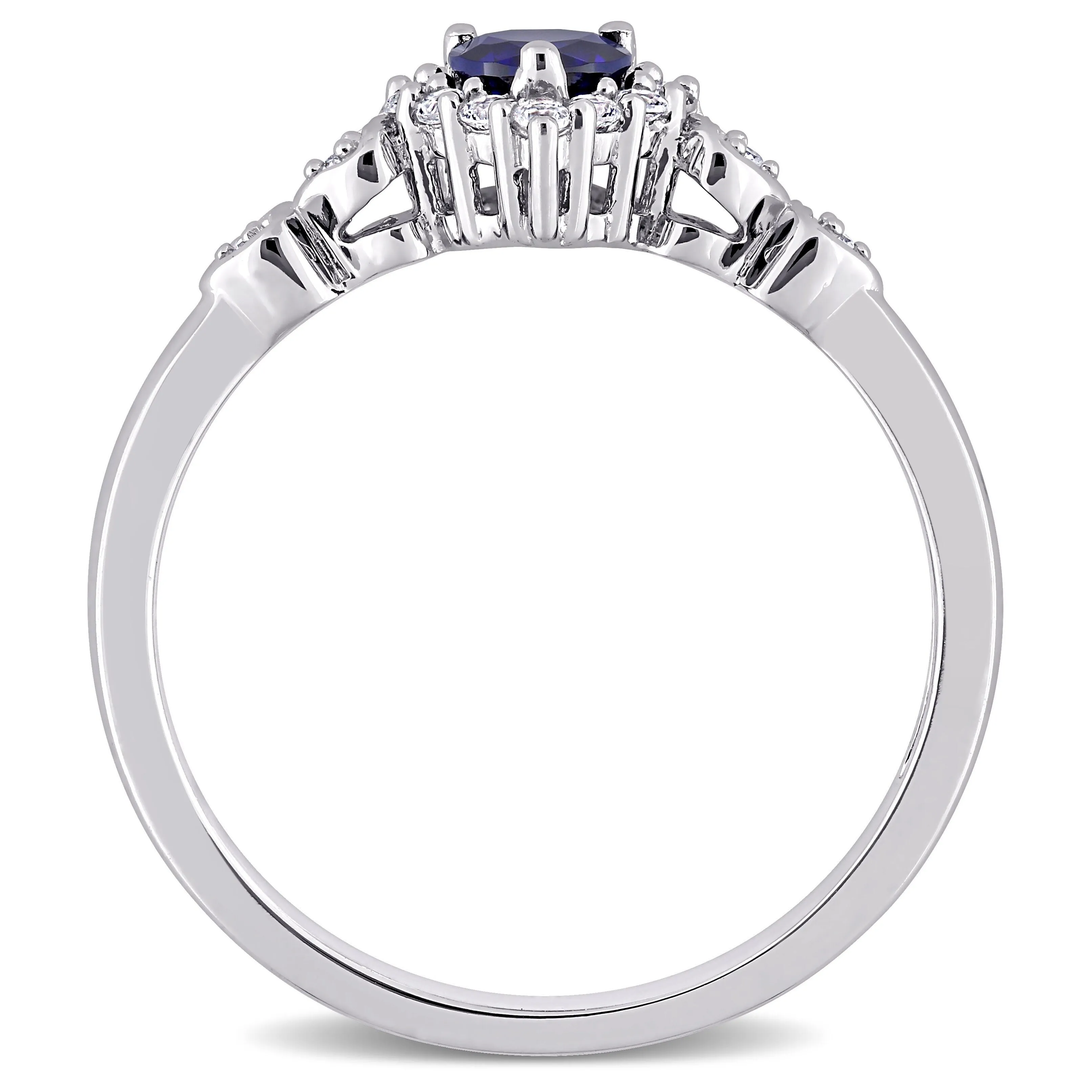 Miadora Sterling Silver Created Blue and White Sapphire Diamond Accent Heart Halo Ring sold by Zulily product image thumbnail 4