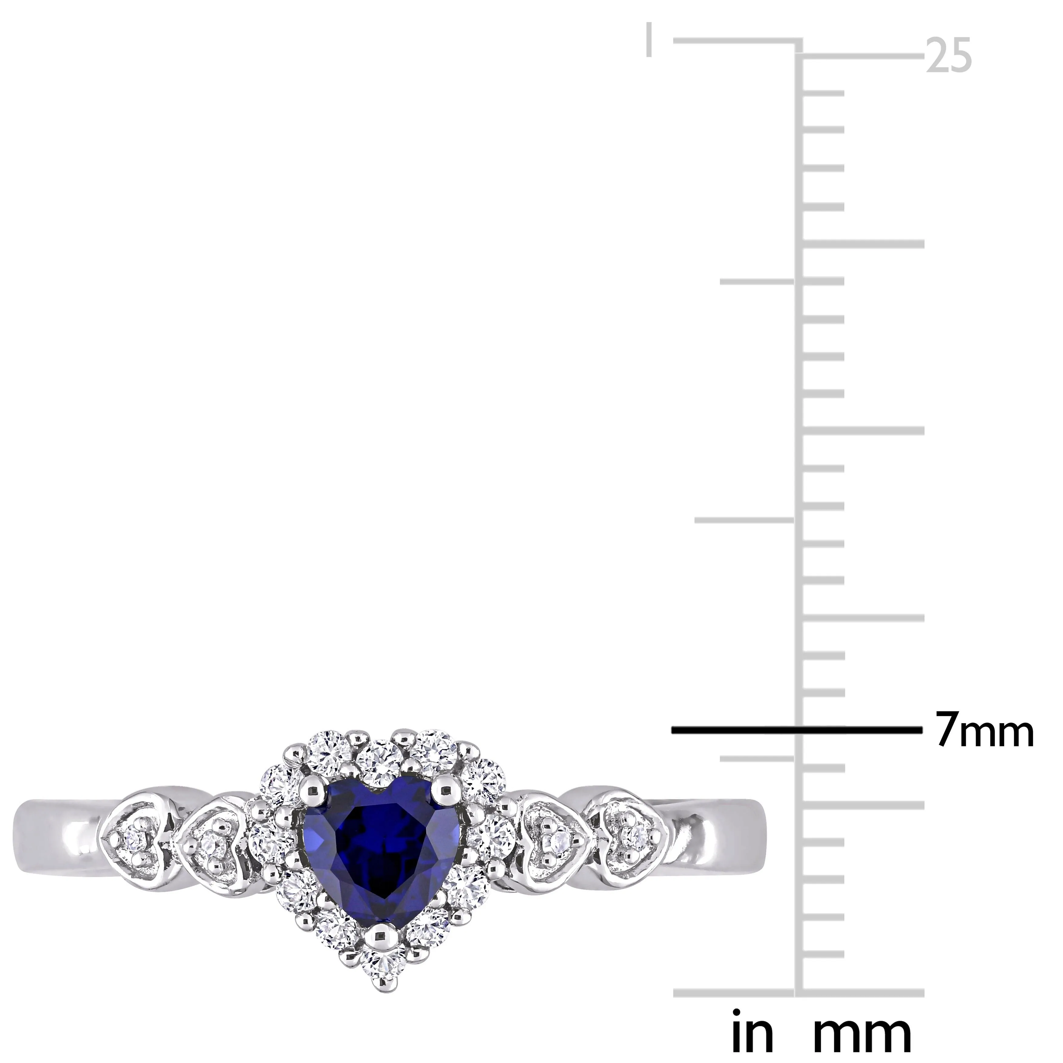 Miadora Sterling Silver Created Blue and White Sapphire Diamond Accent Heart Halo Ring sold by Zulily product image thumbnail 5