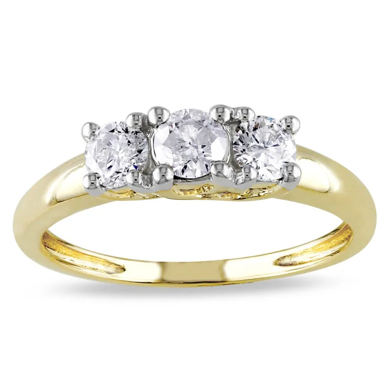 Miadora 14k Yellow Gold 1/2ct TDW Diamond 3-Stone Ring sold by Zulily