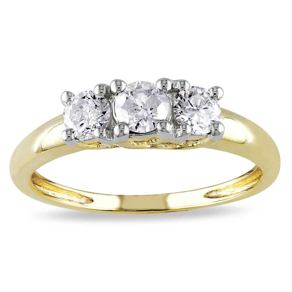 Miadora 14k Yellow Gold 1/2ct TDW Diamond 3-Stone Ring sold by Zulily