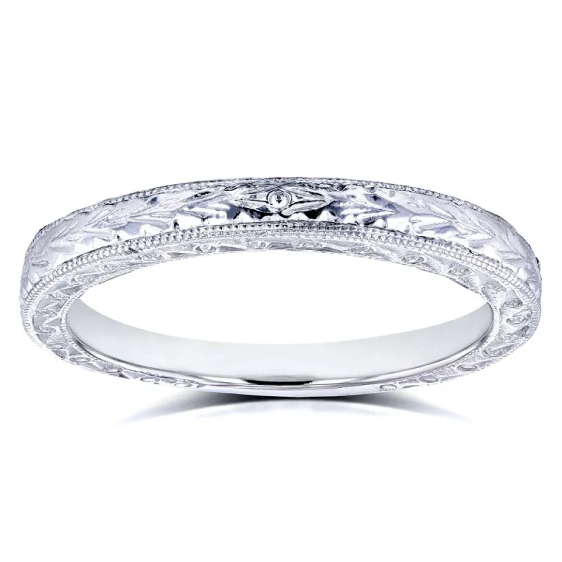 Annello by Kobelli 14k White Gold Antique Engravings Womens Wedding Band 2.5mm sold by Zulily