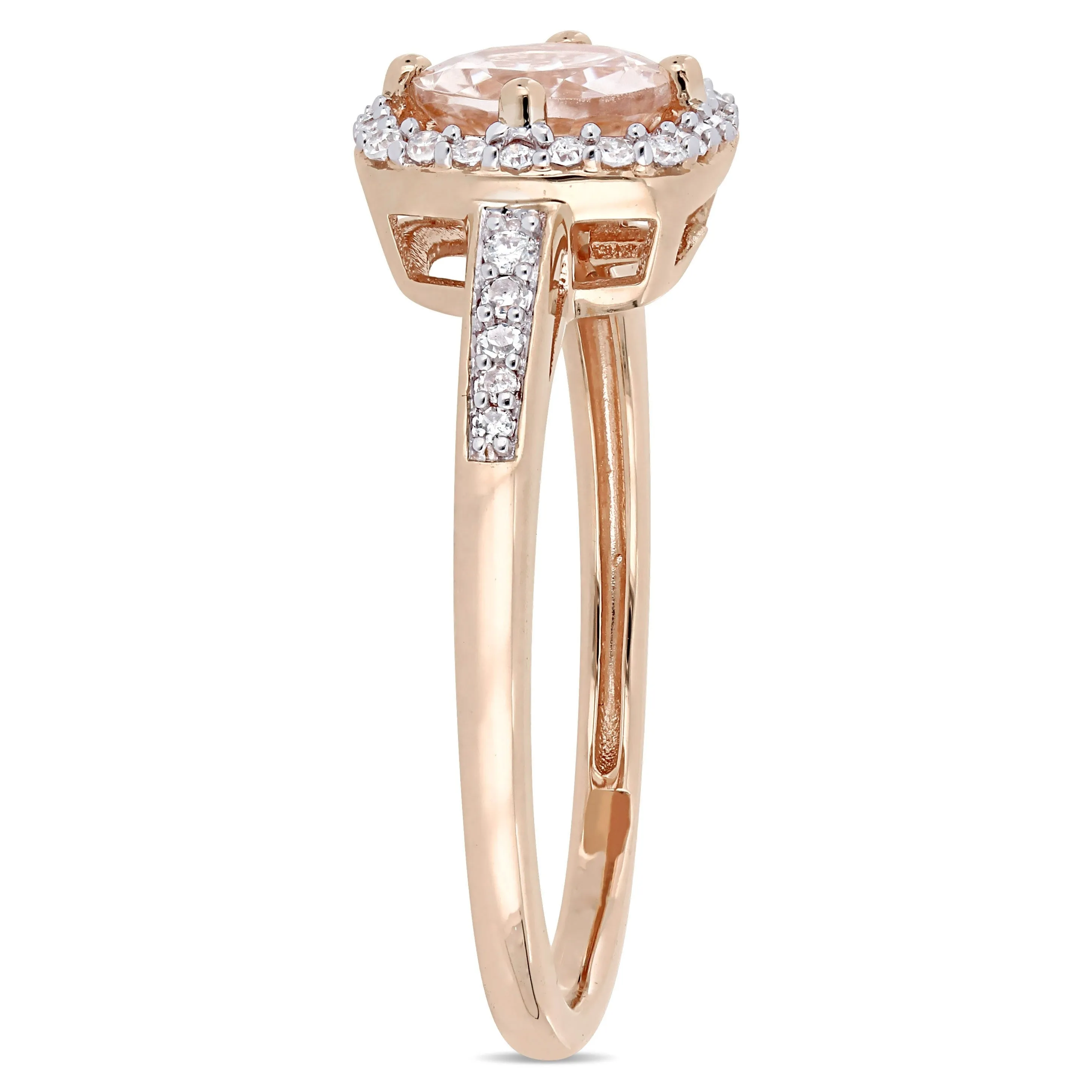 Miadora 4/5ct TGW Morganite and 1/7ct TW Diamond Floating Halo Ring in 10k Rose Gold sold by Zulily product image thumbnail 2