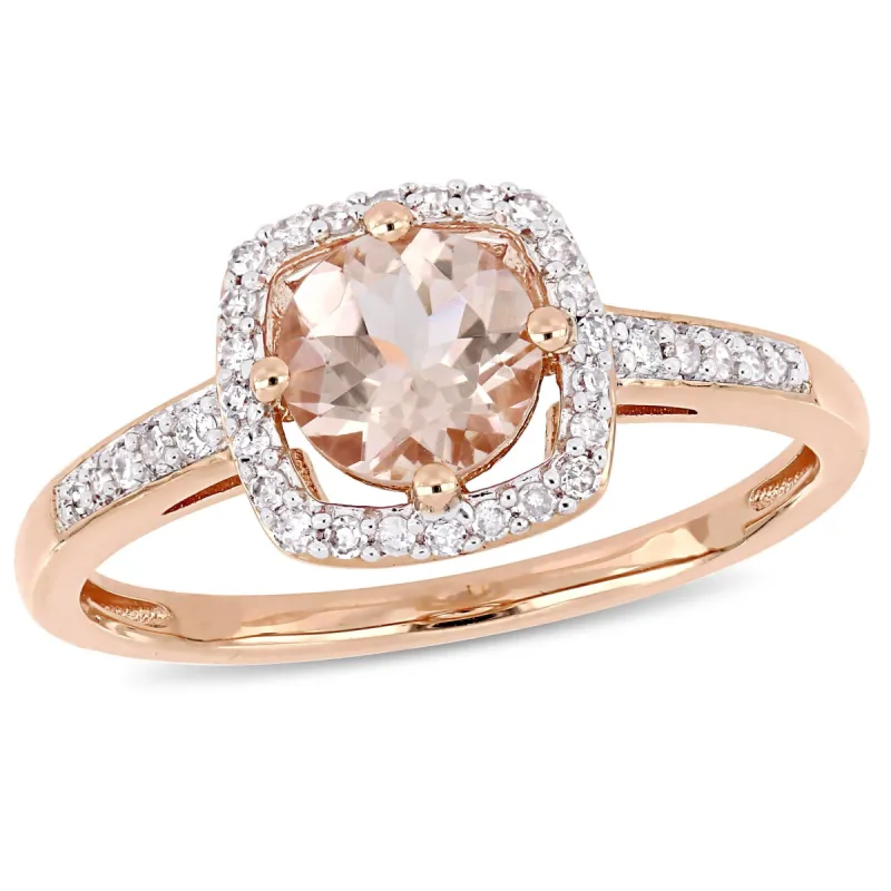 Miadora 4/5ct TGW Morganite and 1/7ct TW Diamond Floating Halo Ring in 10k Rose Gold sold by Zulily